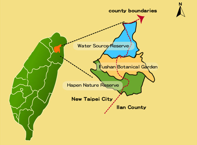 Geographical Location of Fushan Botanical Garden